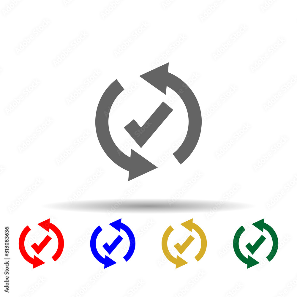 Poster arrow, confirm multi color style icon. simple glyph, flat vector of arrows icons for ui and ux, webs