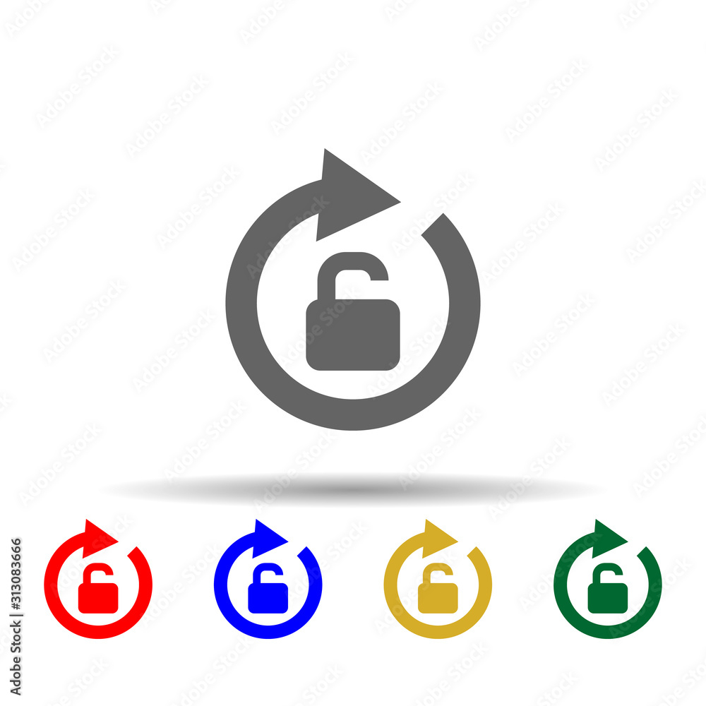 Poster arrow, unlock multi color style icon. simple glyph, flat vector of arrows icons for ui and ux, websi