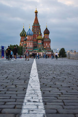Close up for the  Colorful st basil's cathedral the beautiful landmark of Red square kremlin Moscow , russia  