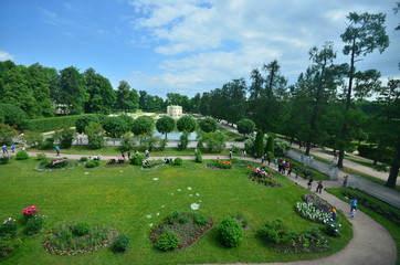 russian landmark Catherine Palace and outdoor park and garden , Rococo palace located in the town...