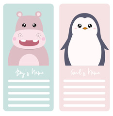 Cute baby shower name card vector hand drawn for kid