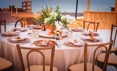 Elegant decorated wedding table set