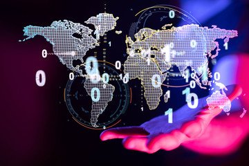 Global network connection. World map point and line composition concept