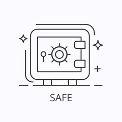 Safe thin line icon. Financial protection concept. Outline vector illustration