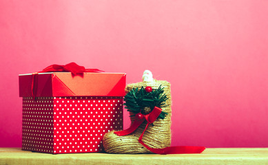 gift box with ribbon and red bow 
