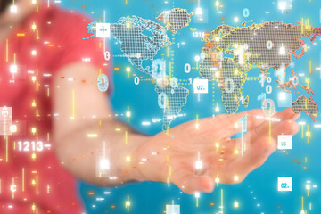 3D illustration of the virtual hologram communication