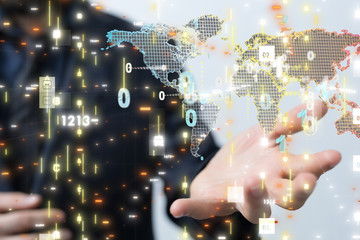 Digital Network and data concept world