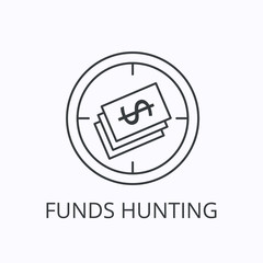 Funds hunting thin line icon. Financial concept. Outline vector illustration