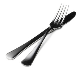 Fork and knife isolated on white background