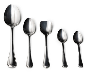 Set of silver cutlery on a white background