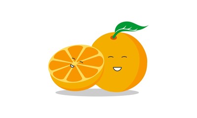 Cute cartoon orange fruit simple vector logo