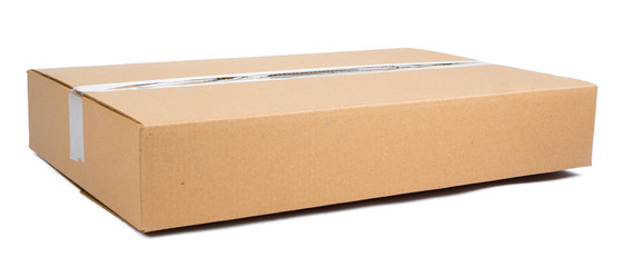 Cardboard brown box isolated on white background