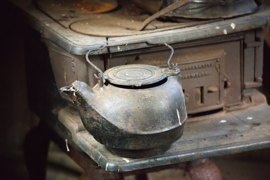 Old Cast Iron Kettle for a wood burning stove