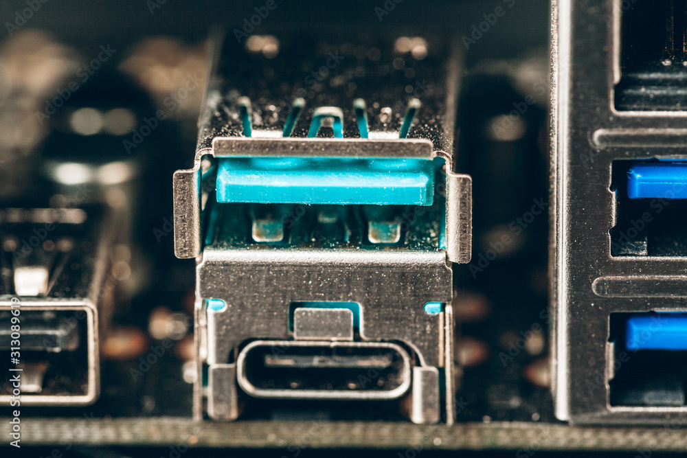 Poster close up of a electronic circuit board with processor