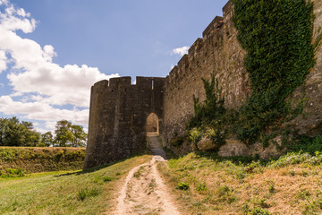 Fototapeta premium ruins of old castle in carcassonne fortress in france