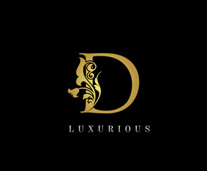 Golden D Luxury Logo Icon, Classic D Letter Logo Design.