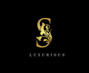 Golden S Luxury Logo Icon, Classic S Letter Logo Design.