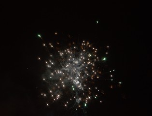 Obraz na płótnie Canvas New Year's salute flies in the night sky