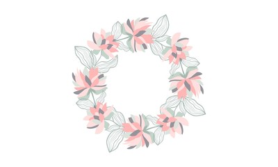 Fototapeta na wymiar Abstract floral wreath. Hand drawn graphic flowers. Element for decoration. Vector illustration