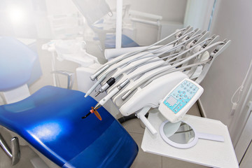 Different dental instruments and tools in a dentists office
