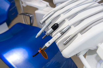 Different dental instruments and tools in a dentists office