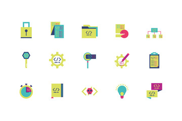 Isolated website code icon set vector design