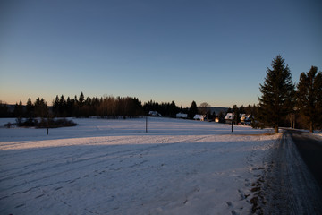 Dawn on the frozen mountains, Jizera Mountains