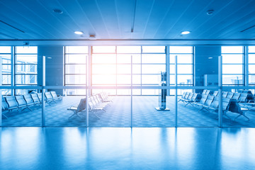 The empty waiting hall is in the terminal