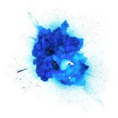 Blue explosion isolated on white background	
