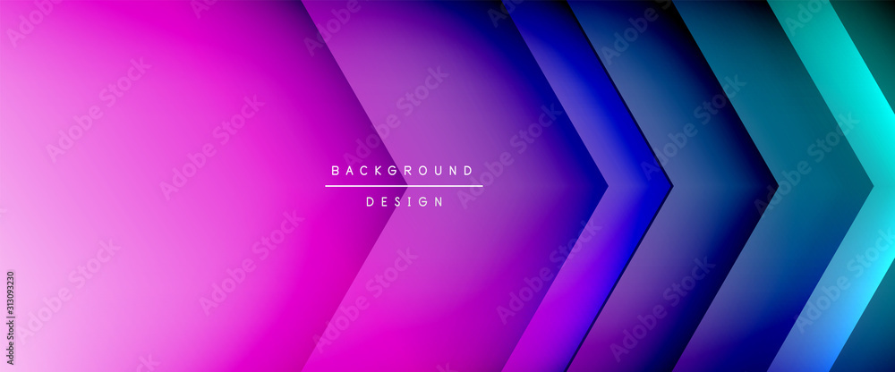 Fototapete arrow lines, technology digital template with shadows and lights on gradient background. trendy simp