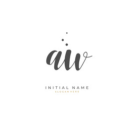 Handwritten letter A W AW for identity and logo. Vector logo template with handwriting and signature style.
