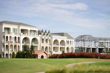 European style Castle Landscape and blue sky in thailand