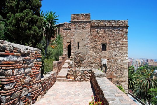 View of Christs Gate at Malaga castle, Malaga, Spain.