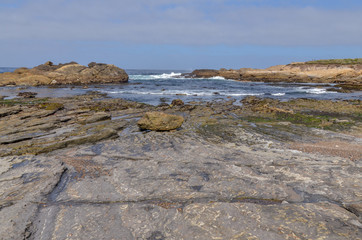 Fototapeta na wymiar rocks on Weston Beach at low tide (Point Lobos State Natural Reserve, Carmel-By-The-Sea, California)