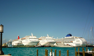 Dream vacation or holiday on luxury cruise ship liner to tropical islands during Caribbean cruise