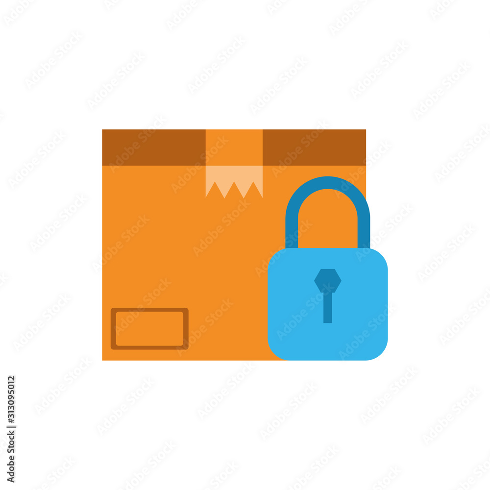 Poster isolated delivery box and padlock vector design