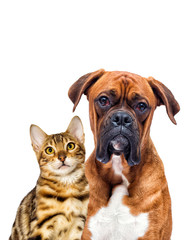 dog and cat look forward