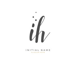 Handwritten letter I H IH for identity and logo. Vector logo template with handwriting and signature style.