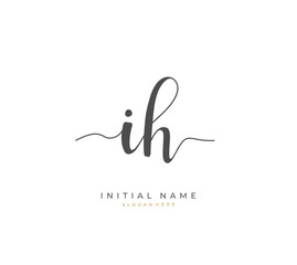 Handwritten letter I H IH for identity and logo. Vector logo template with handwriting and signature style.