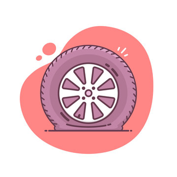 recommend clip art: Car wheel with flat tire icon vector illustration