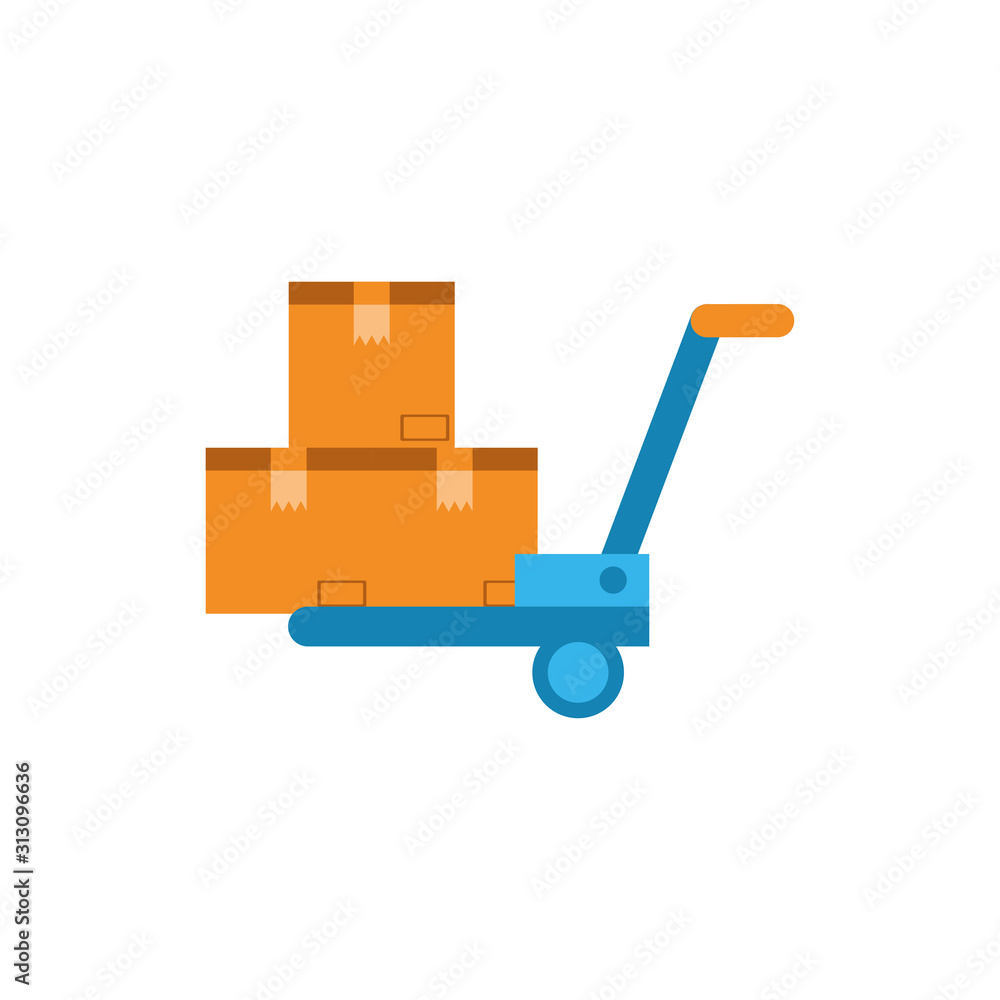 Poster Isolated delivery boxes and cart vector design