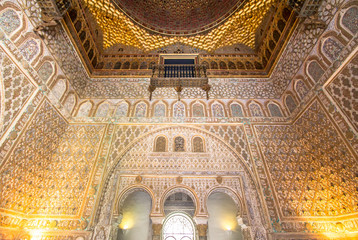 Fototapeta na wymiar The Hall of Ambassadors at Mudejar palace of Alcazar, Seville, Spain