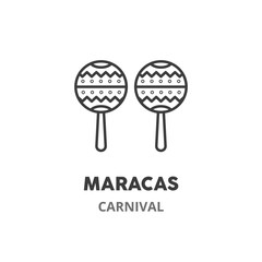  Maracas thin line icon. Brazilian symbol, vector illustration, isolated on white background. .