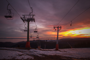 Cable car in the evening light