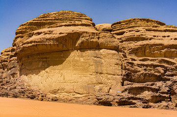 Vintage photo from the archive. May 2011 Wadi Rum Desert. Jordan. Martian landscapes in the...