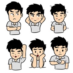 Fototapeta premium Cartoon cute man on white background