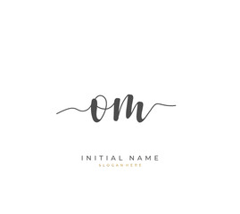 Handwritten letter O M OM for identity and logo. Vector logo template with handwriting and signature style.