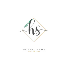 Handwritten letter H S HS for identity and logo. Vector logo template with handwriting and signature style.