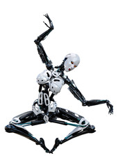 3D Rendering Female Robot on White
