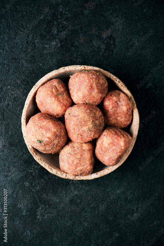 Canvas Prints raw homemade meatballs